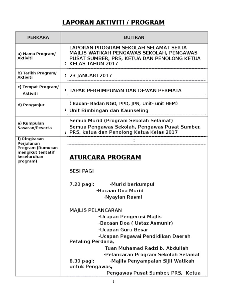 Laporan Aktiviti Watikah