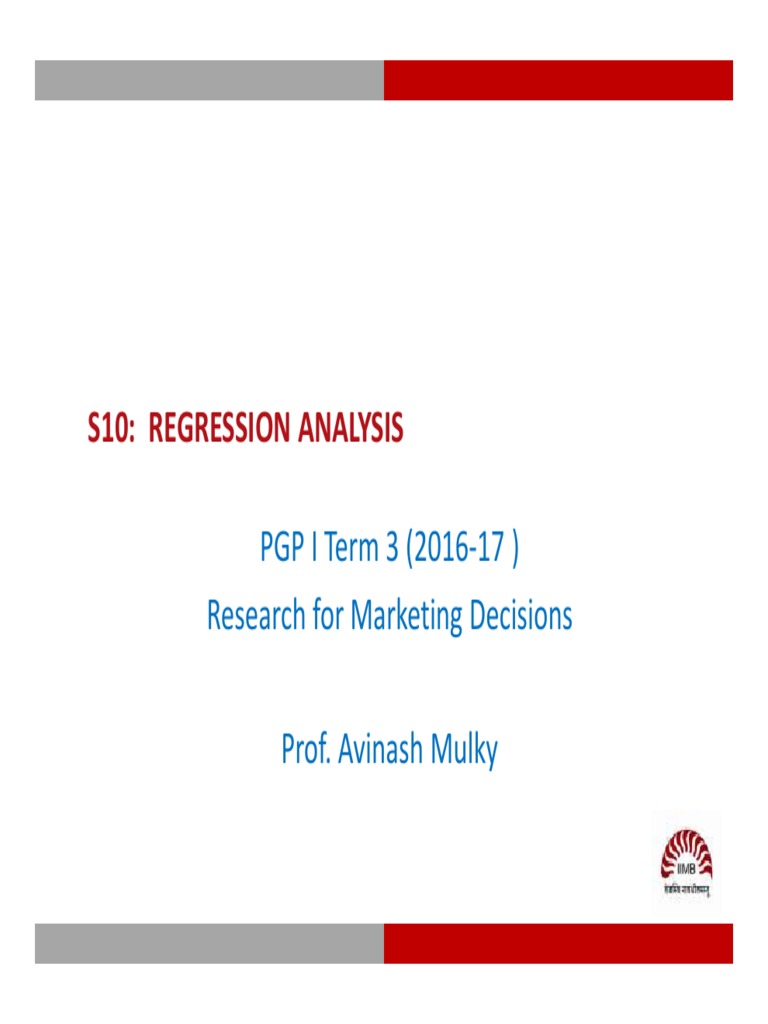 RMD S10 Regression PDF Regression Analysis Errors And Residuals