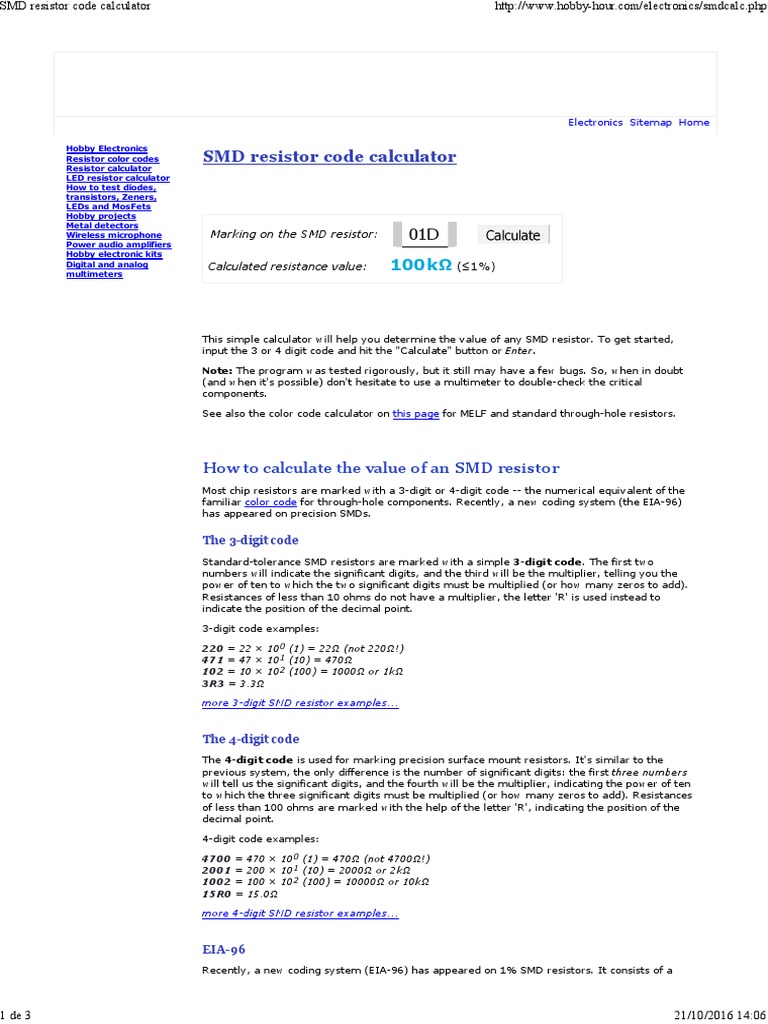 SMD Resistor Code Calculator PDF Resistor Manufactured Goods