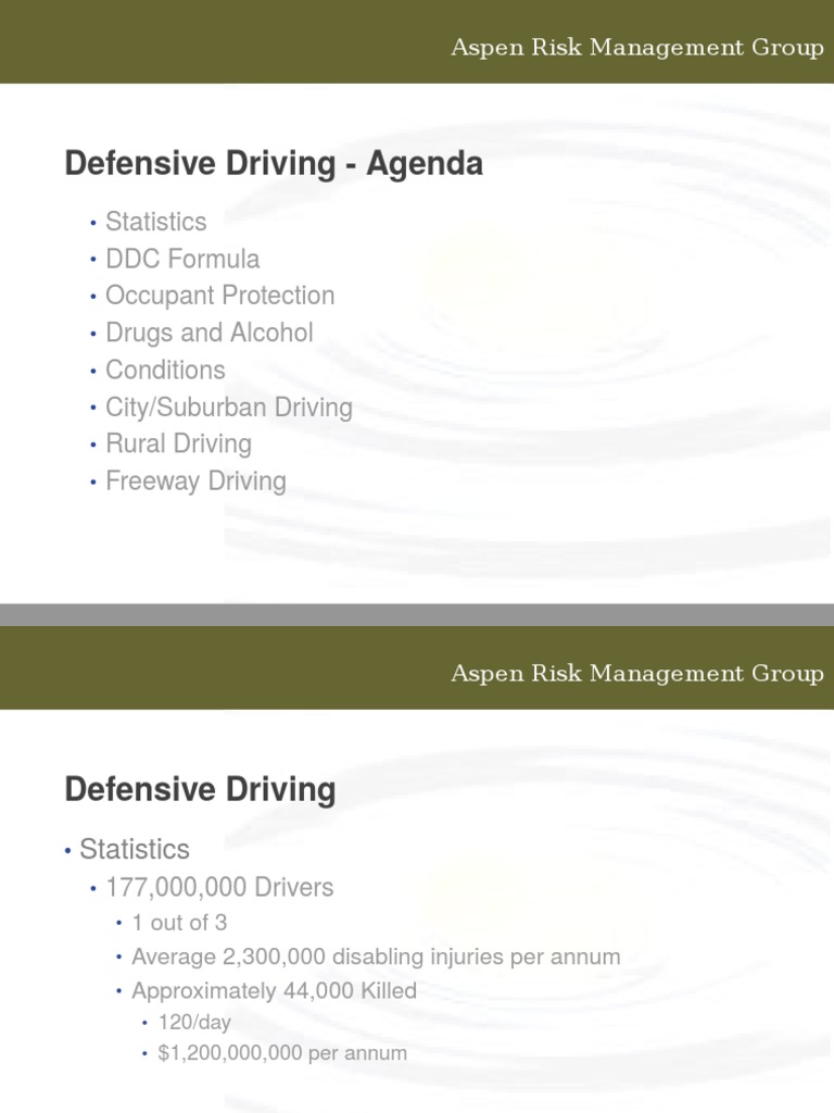Defensive Driving Training Overview | PDF | Driving Under The Influence ...