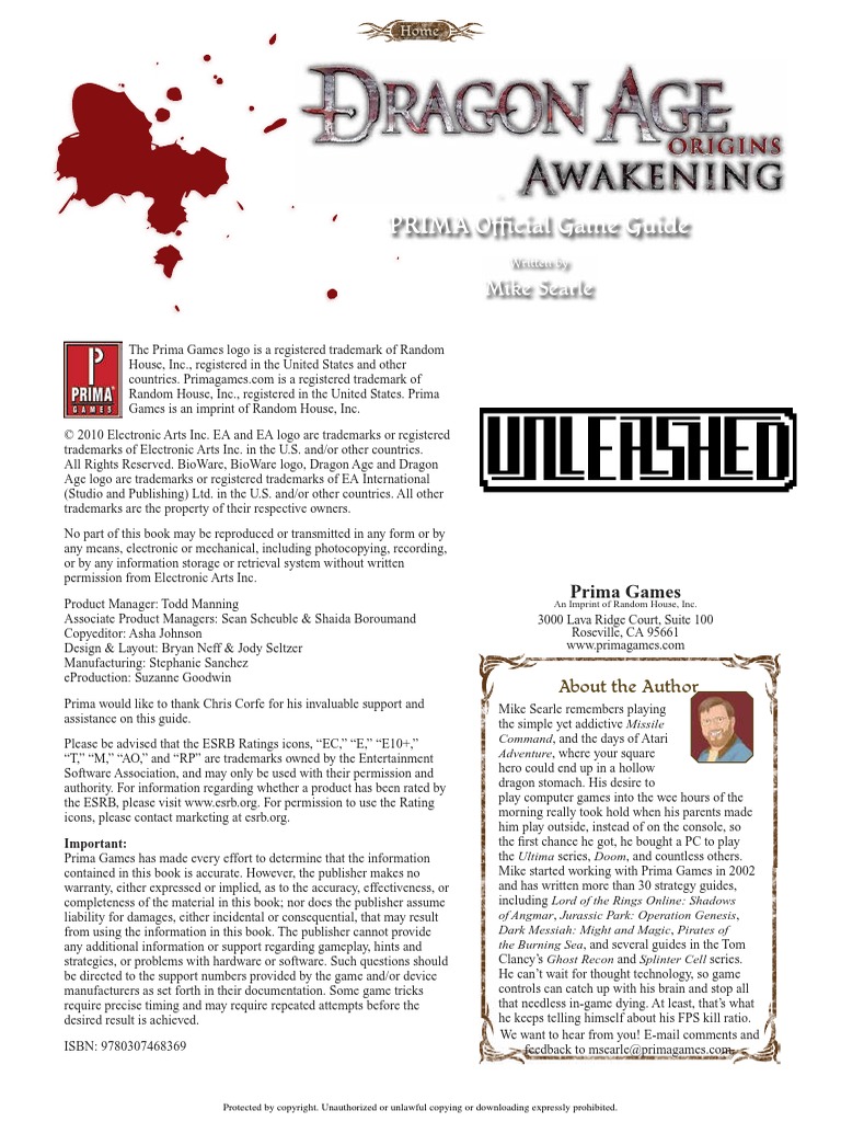 Dragon Age Origins Awakening (Official Prima Guide) PDF | PDF | Gaming ...