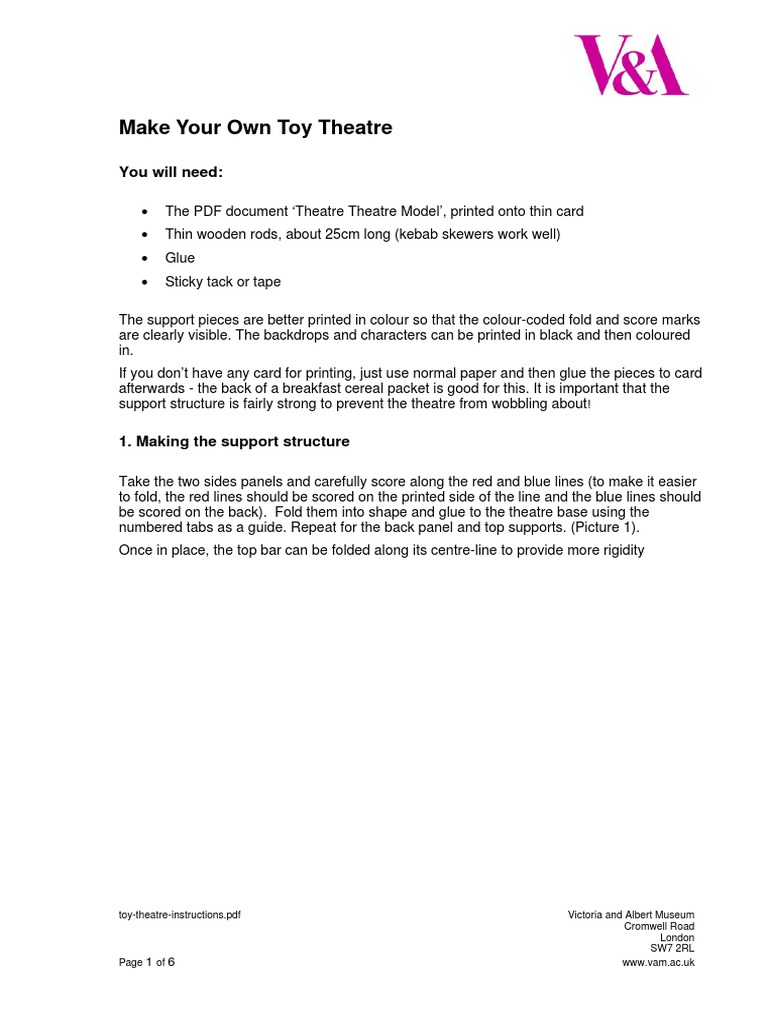 Make Your Own Toy Theatre You Will Need PDF Leisure