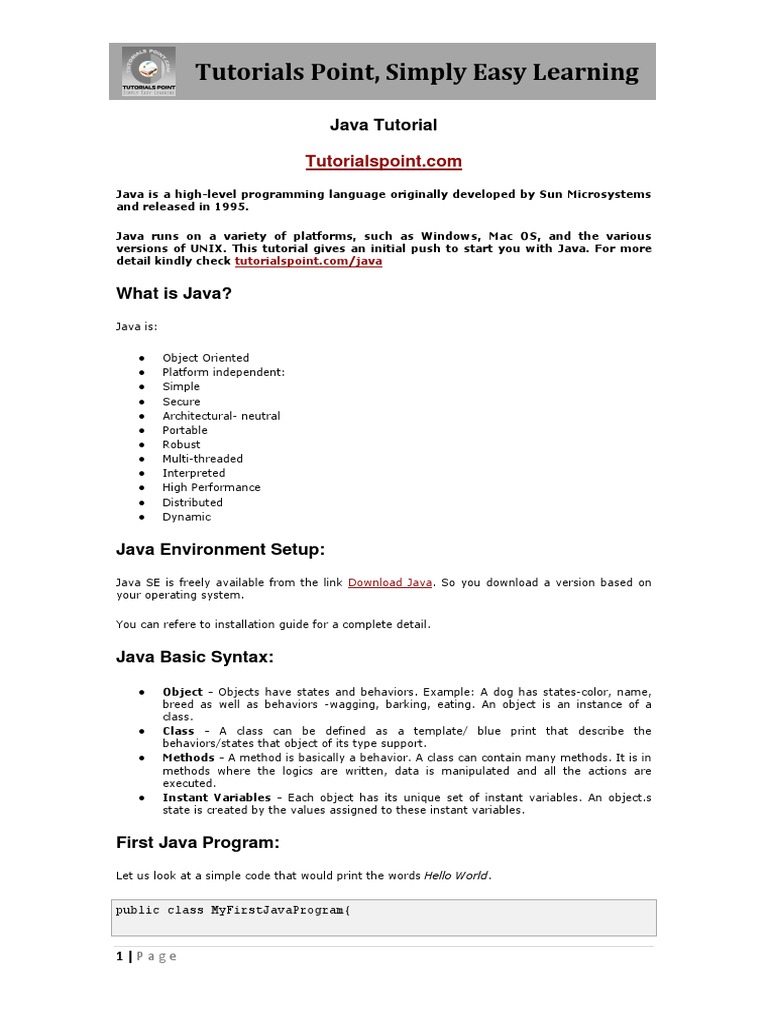  java tutorial pdf Control Flow Method Computer 