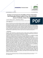 Analysis On The The Economic Feasibility of Power Generation From Renewable Energy Systems in Non-Interconnected Zones of Colombia, Study of Cases