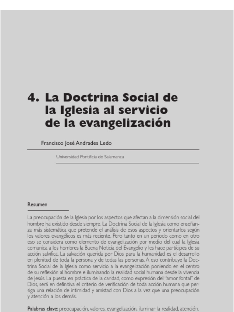 Doctrina Social de la Iglesia y Evangelización | PDF | Iglesia Católica ...