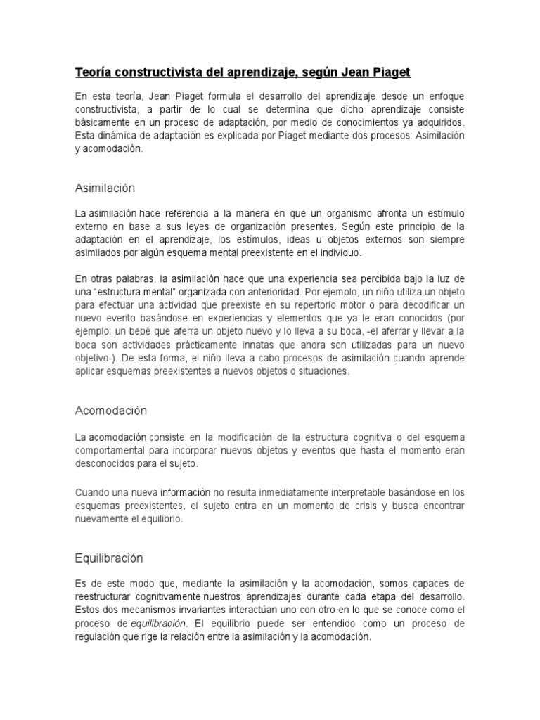 Texto Teórico - Teoría Constructivista Del Aprendizaje | PDF ...