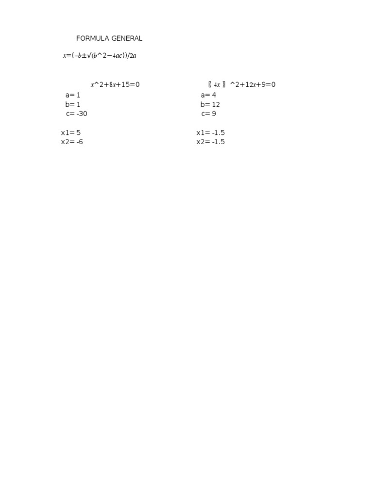 Formula Gral | PDF