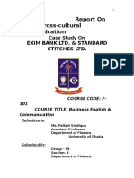 Report On Cross-Cultural Communication: Exim Bank Ltd. & Standard Stitches LTD
