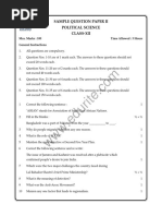 Cbse Class 12 Political Science Sample Paper