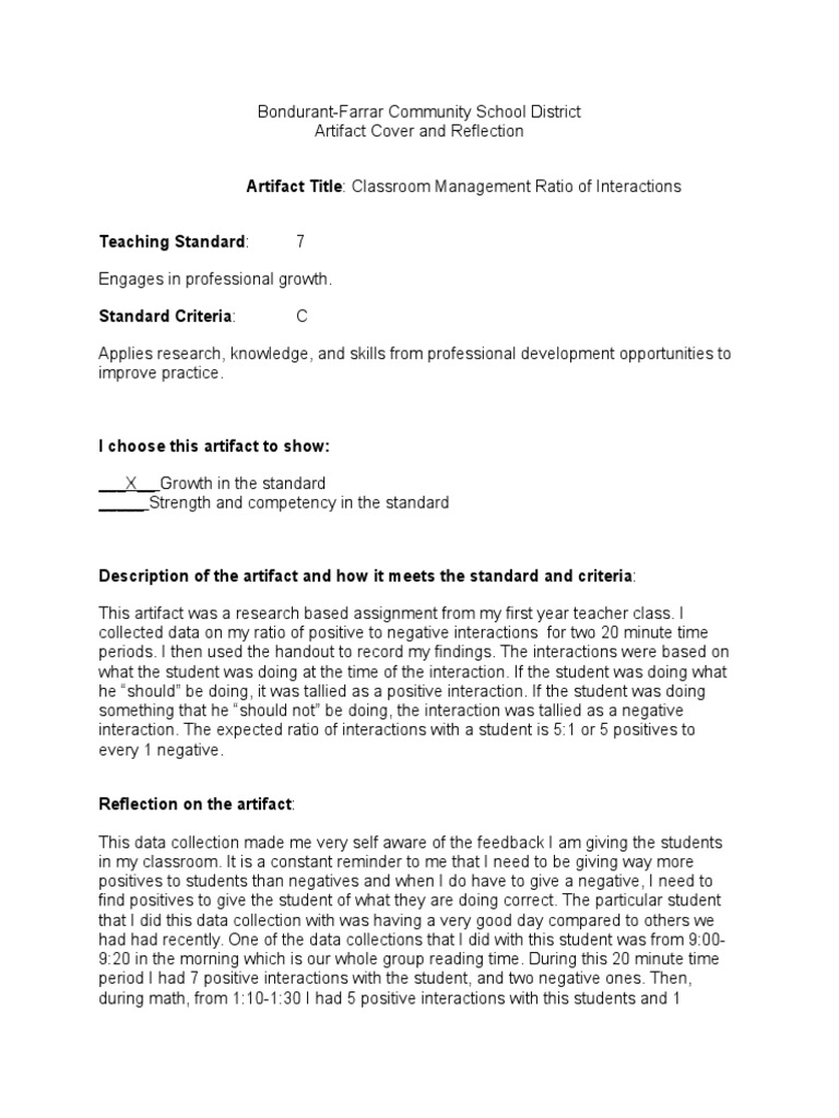 Classroom Management Interaction Analysis | PDF