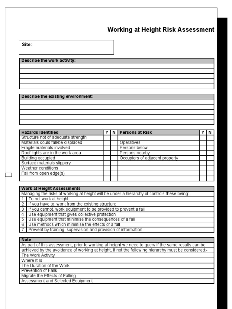 Working at Height Risk Assessment Guide | PDF | Scaffolding | Roof