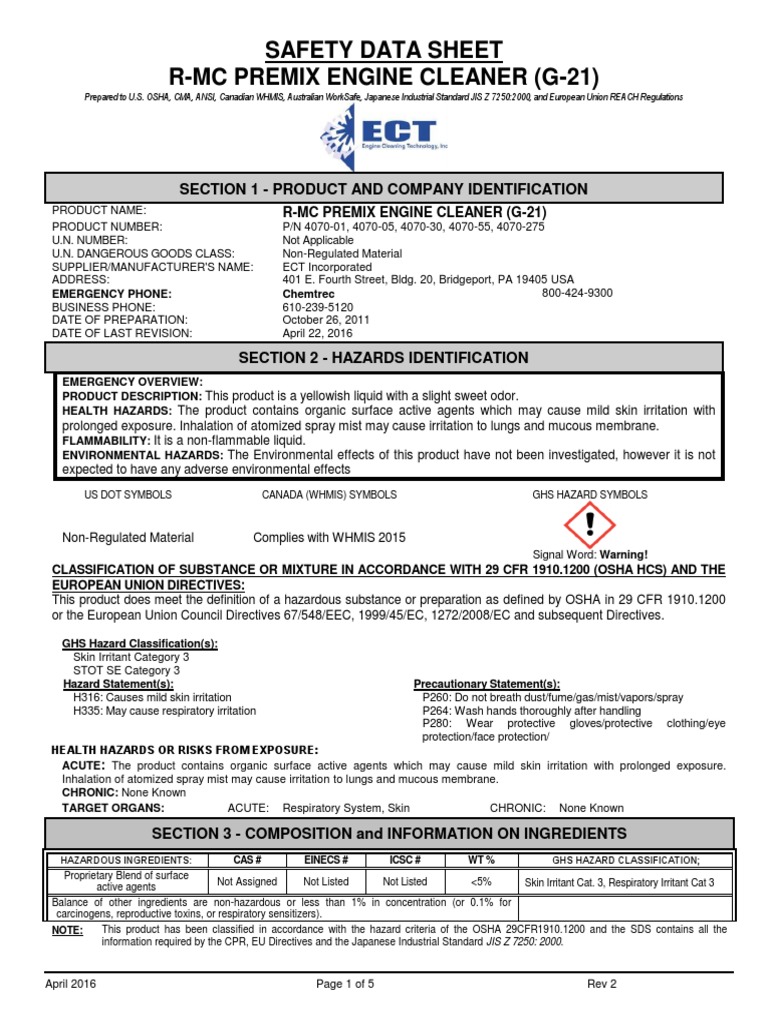 r-mc msds | Dangerous Goods | Occupational Safety And Health