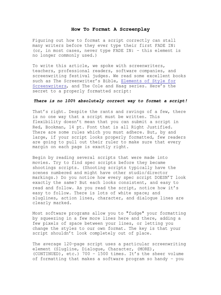 Screenplay Formatting Essentials | PDF