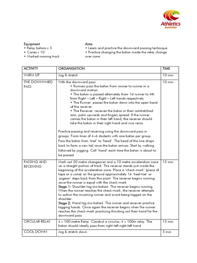 Relay Lesson Plan Track And Field Athletic Sports