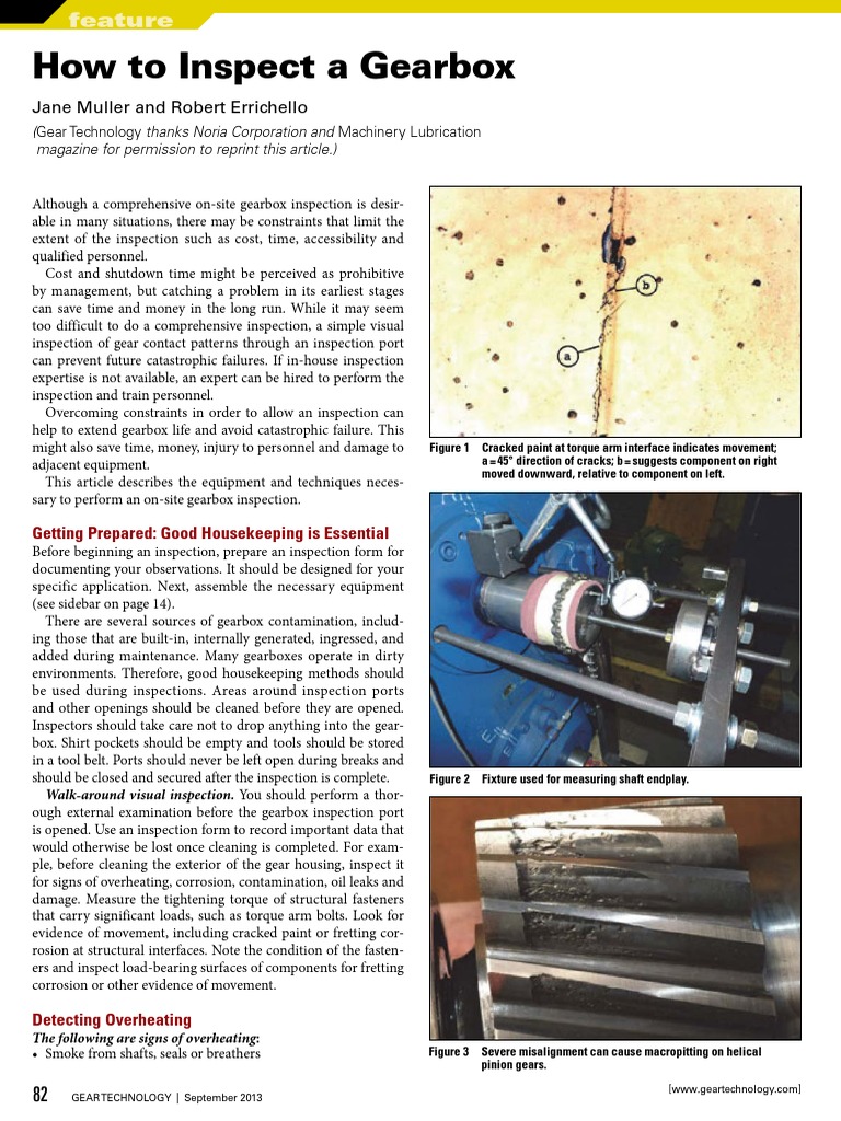 How To Inspect A Gearbox PDF PDF Gear Bearing (Mechanical)