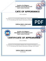 Certificate of Appearance: Republic of The Philippines Philippine Councilors League South Cotabato Federation