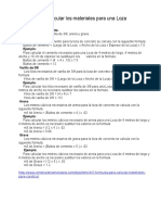 Fórmula para Calcular Los Materiales para Una Loza