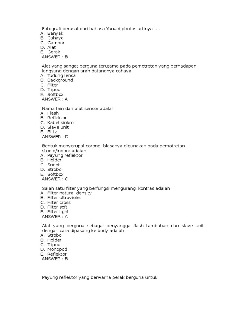 Soal Uas Semester Gasal Komposisi Foto Digital Xi