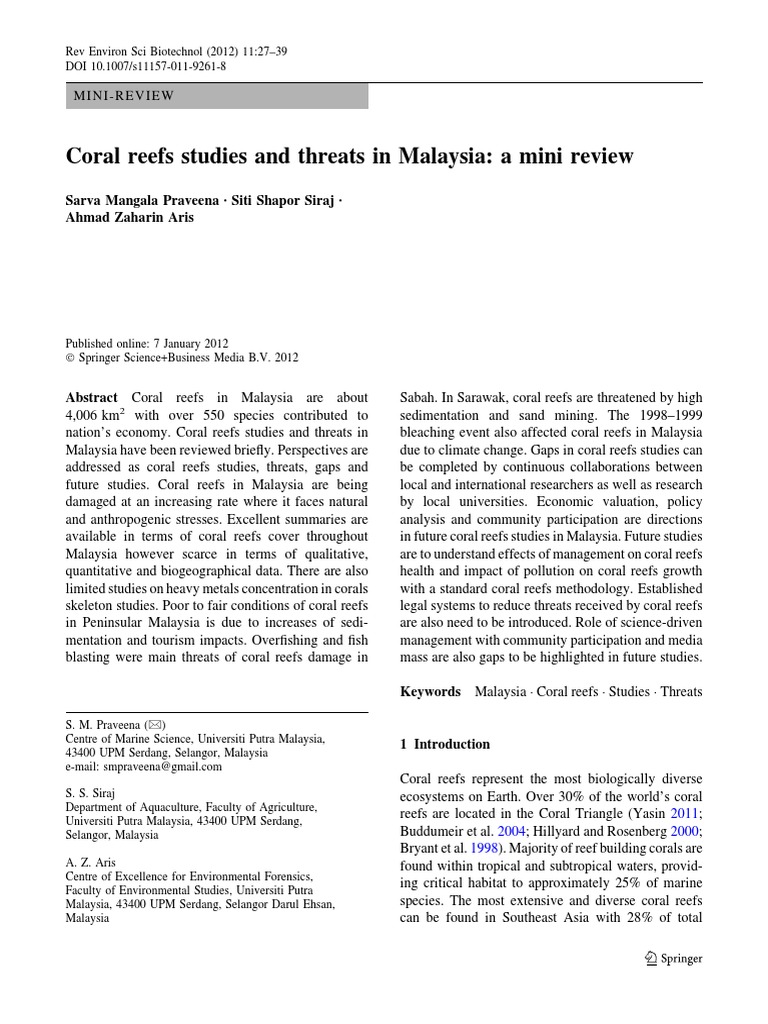 Coral Reefs in Malaysia: Studies & Threats | PDF | Coral Reef | Coral