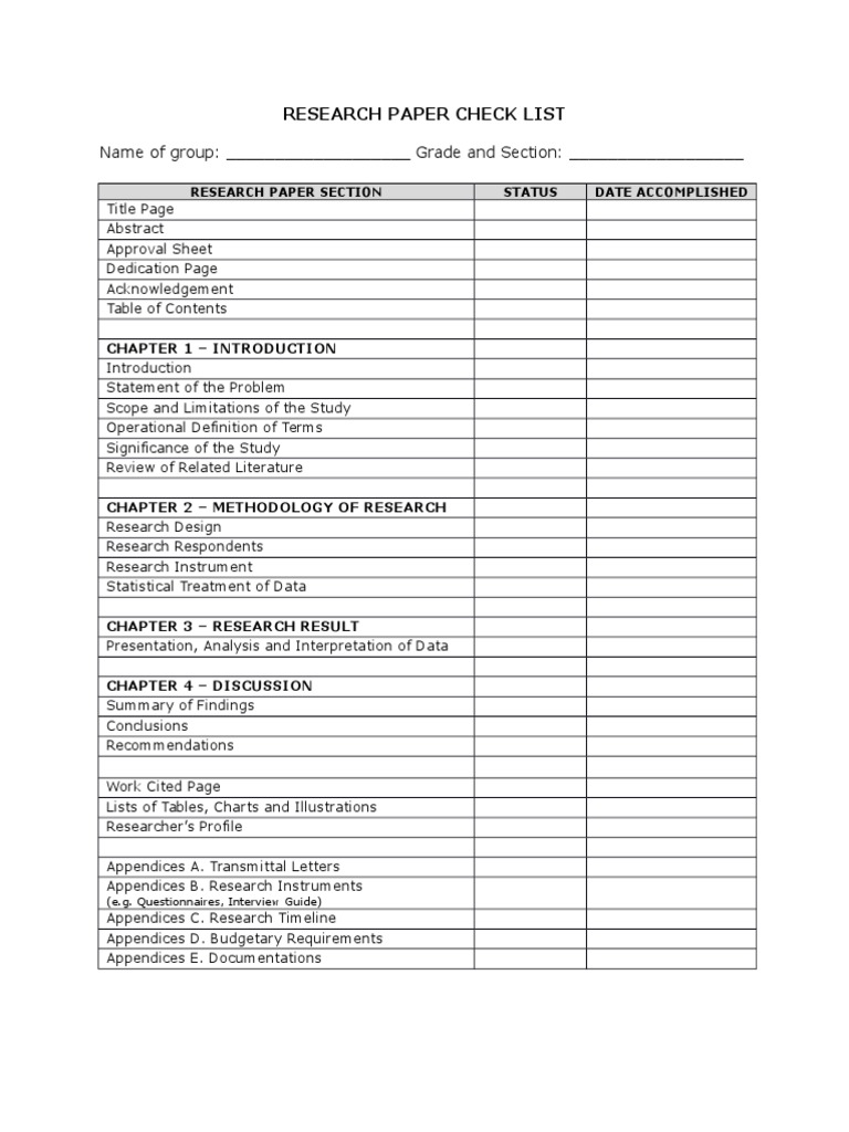 Research Paper Checklist Academic Publishing Abstract Research Paper Checklist Academic Publishing Abstract