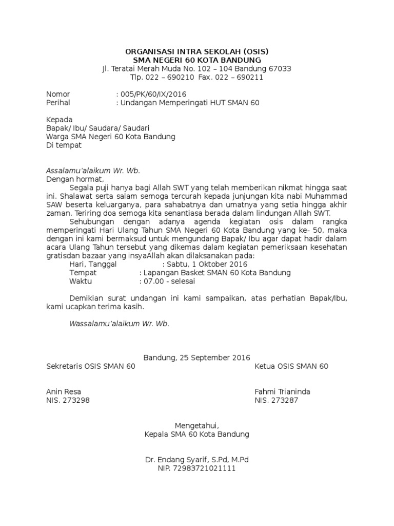 Cnotoh Surat Melawat Sekolah