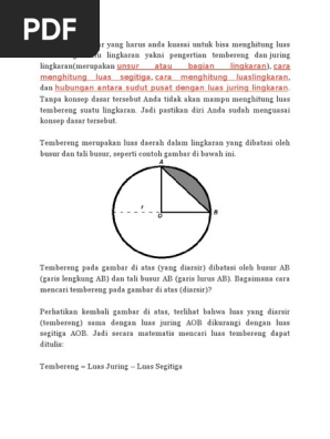 Pemahaman Dasar Yang Harus Anda Kuasai Untuk Bisa Menghitung Luas Tembereng Suatu Lingkaran Yakni Pengertian Tembereng Dan