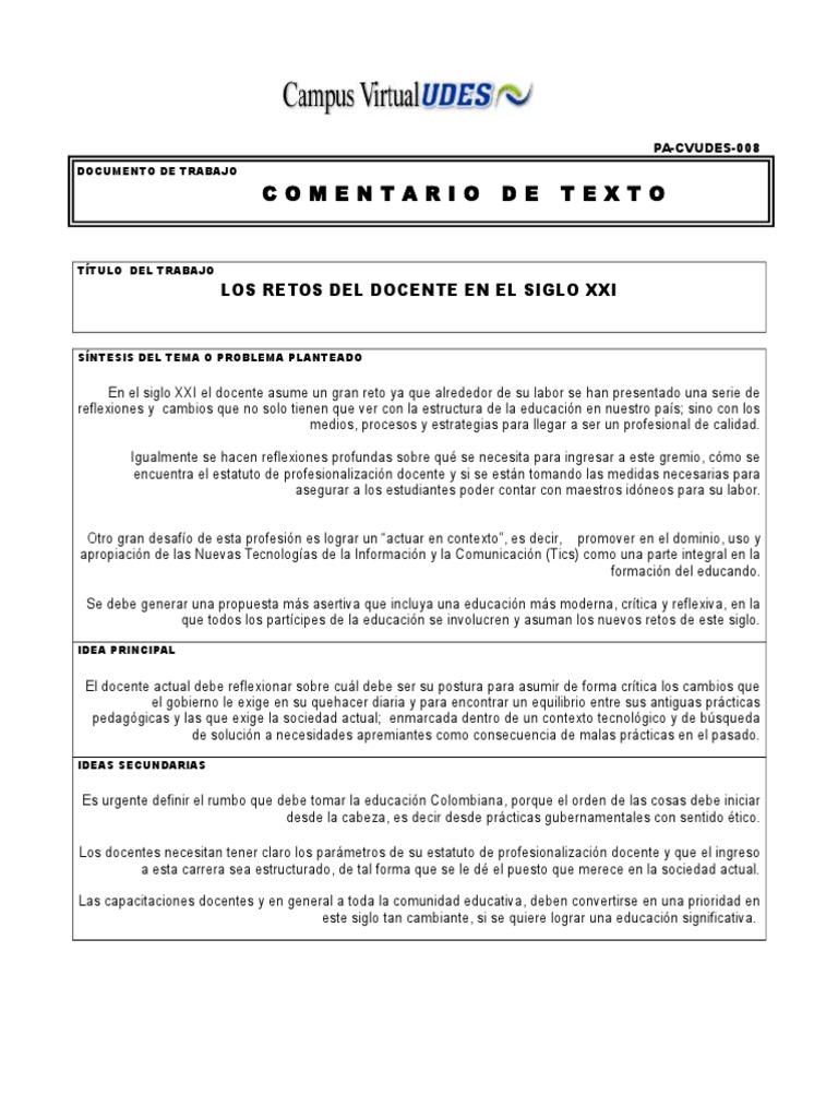 Retos del Docente en el Siglo XXI | PDF | Maestros | Tecnología de ...