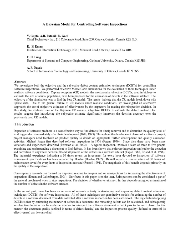 Bayesian Model for Software Inspections | PDF | Bayesian Inference ...
