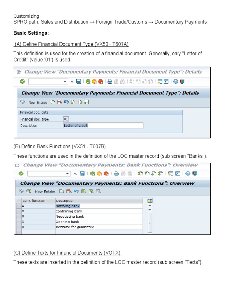 LOC Master Record Customization Guide | PDF | Letter Of Credit | Payments