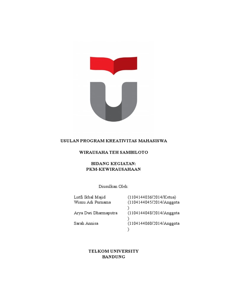 Cover Proposal PKM Kewirausahaan 2015 | PDF | Karier & Perkembangan
