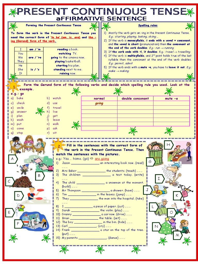 4875 Present Continuous Tense Affirmative Sentence 3 Pages 8 Tasks With ...