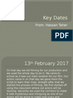 Key Dates: From: Hassan Taher