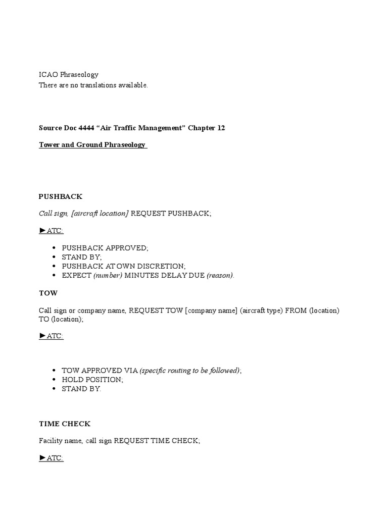 Source Doc 4444 "Air Traffic Management" Chapter 12 Tower and Ground