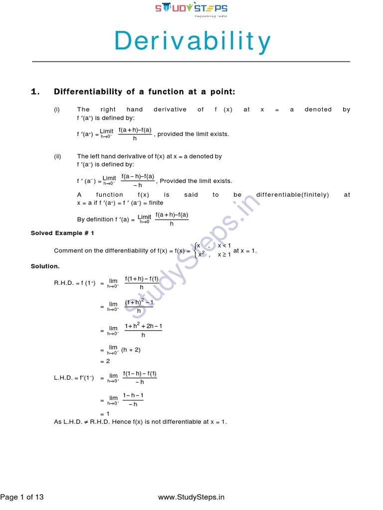 Maths Chap 5 Derivability Notes | PDF | Tangent | Derivative