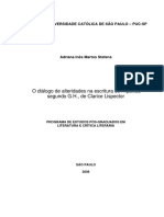 O Diálogos de Alteridades Na Escritura de A Paixão Segundo G.H, de Clarice Lispector