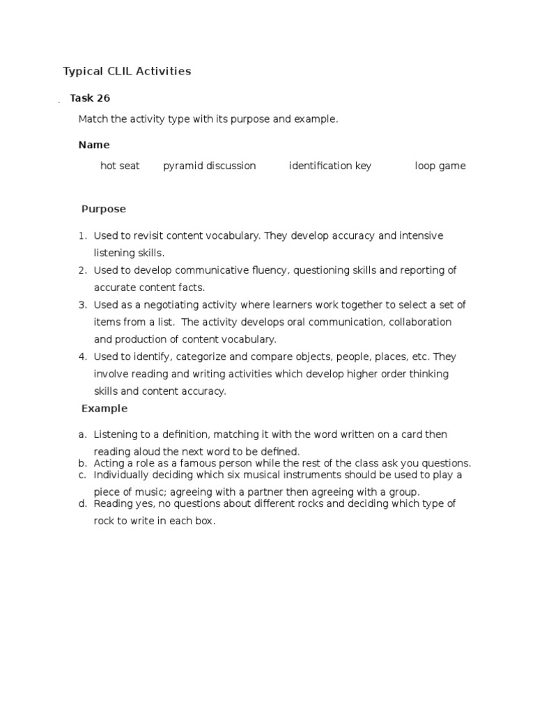Typical CLIL Activities | PDF