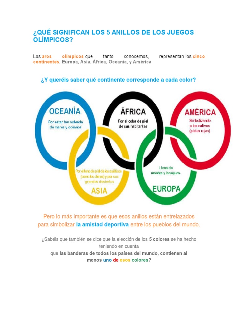 Significado de los aros olímpicos PDF Juegos olímpicos