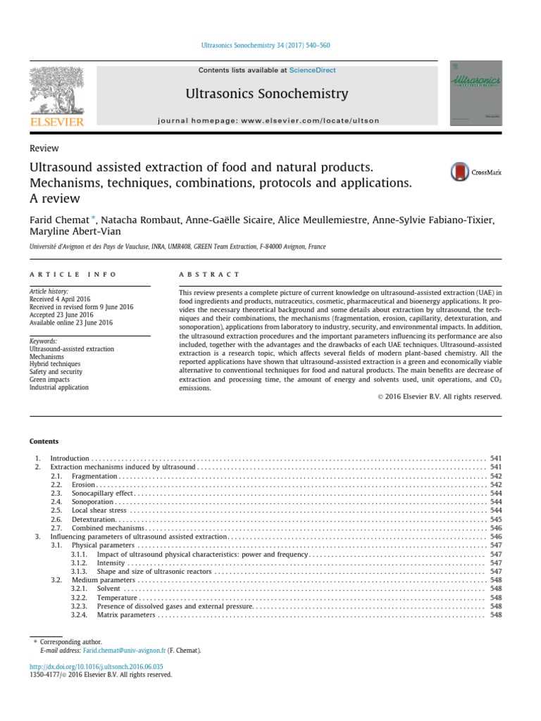 Ultrasound-Assisted Extraction Review | PDF | Ultrasound | Chemistry