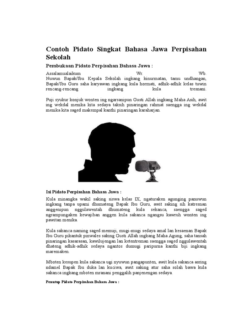 Contoh Pidato Singkat Bahasa Jawa Perpisahan Sekolah