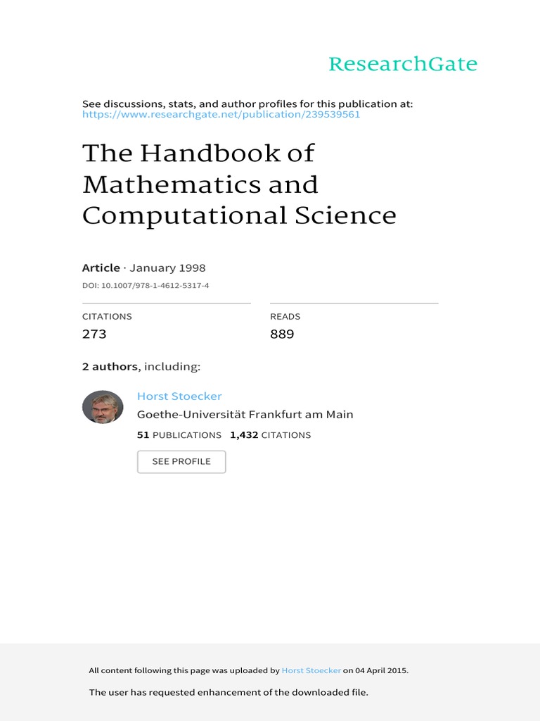 Handbook Of Mathematics And Computational Science