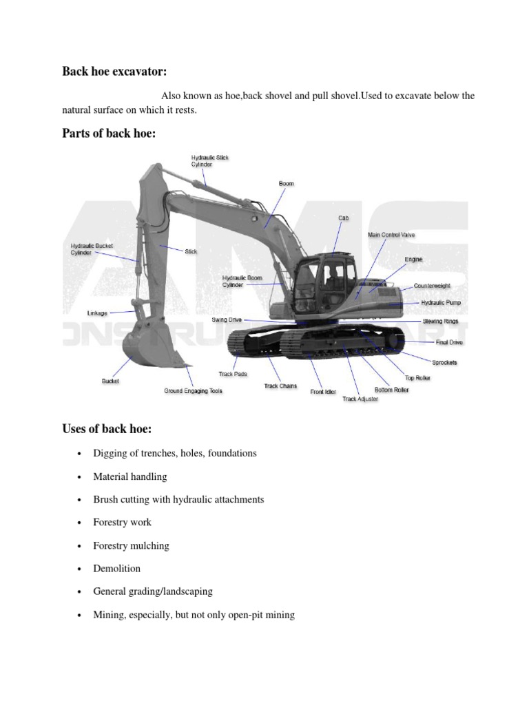 Back Hoe Excavator | PDF | Teaching Methods & Materials | Home & Garden