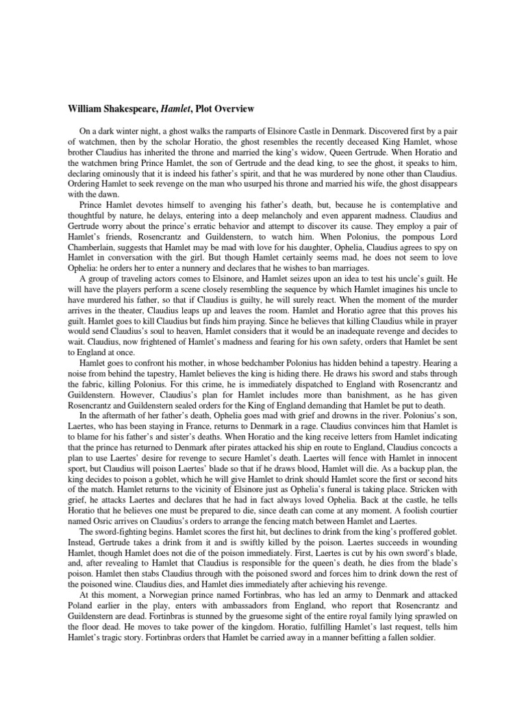 Hamlet plot overview hamlet shakespearean characters