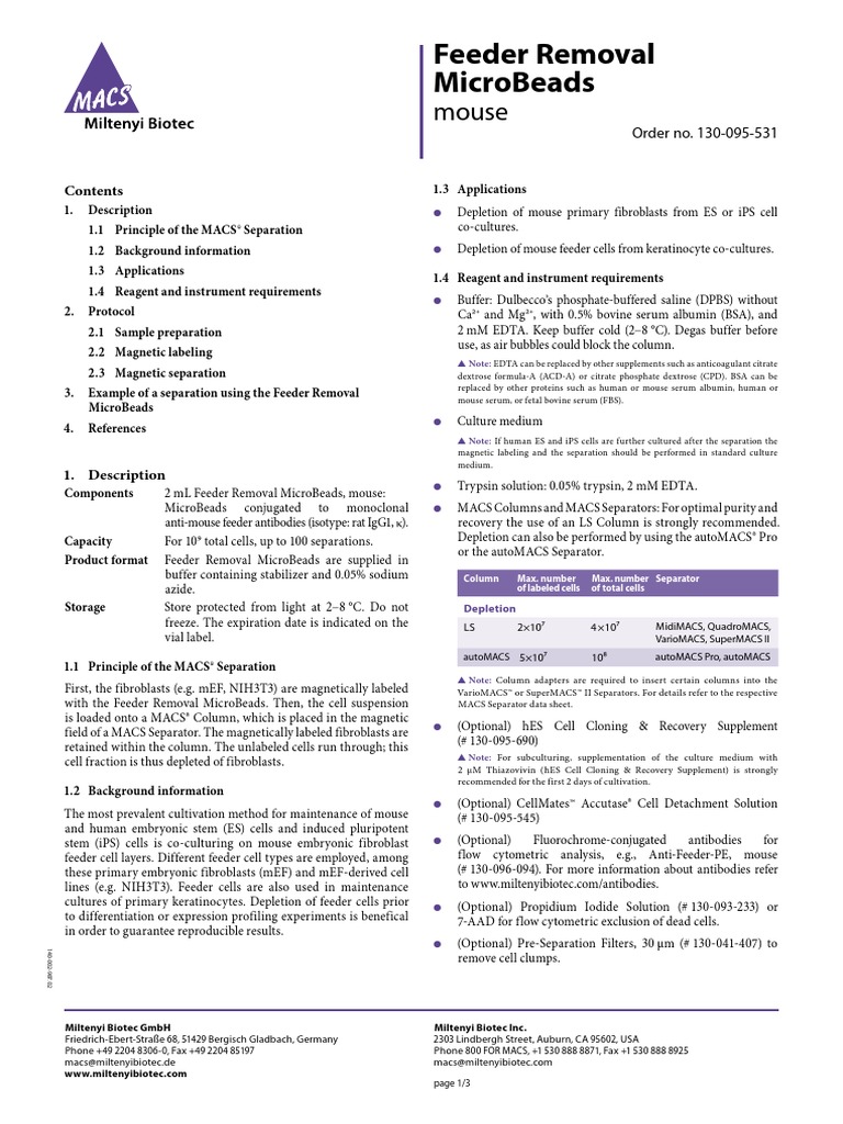 Macs Feeder Cell Removal Protocol Fibroblast Cell Biology