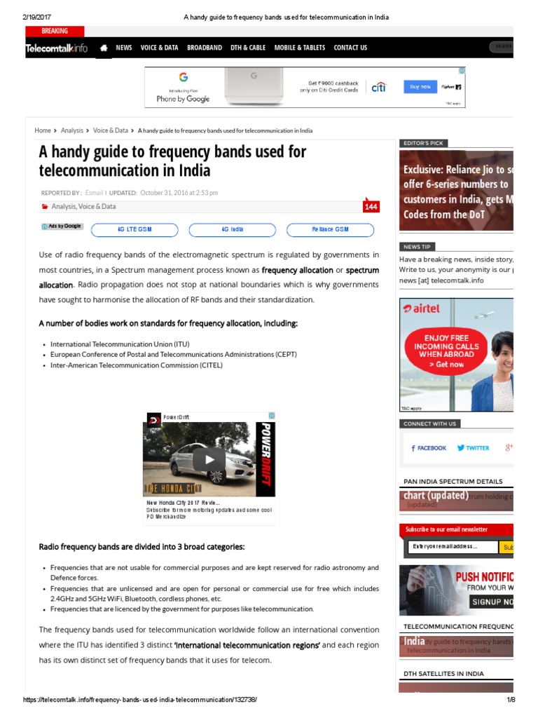 A Handy Guide To Frequency Bands Used For Telecommunication in India ...