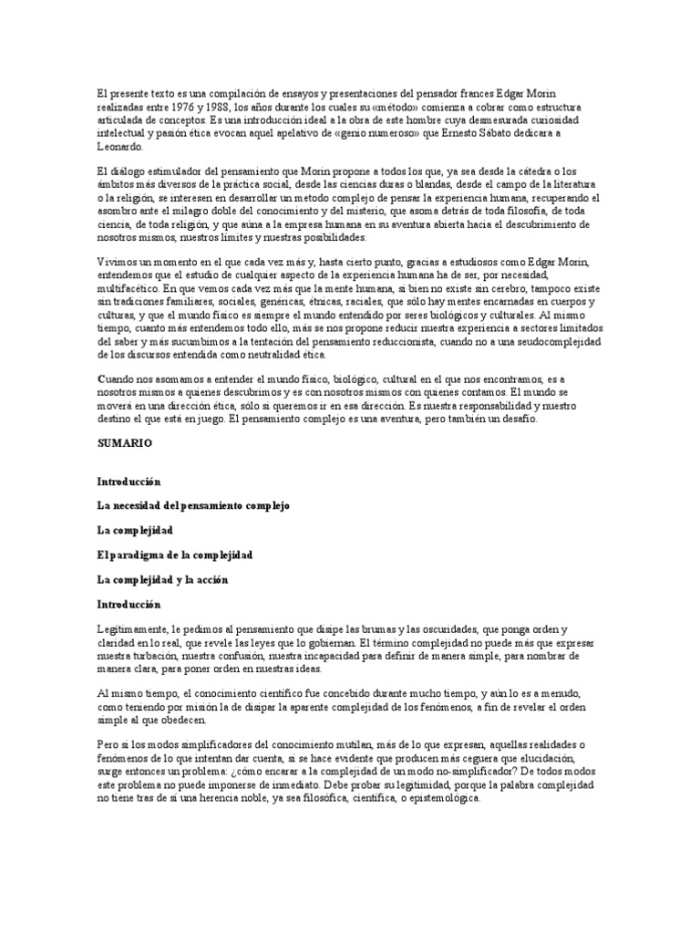 Edgar Morin - Paradigma de La Complejidad | PDF | Complejidad | Science