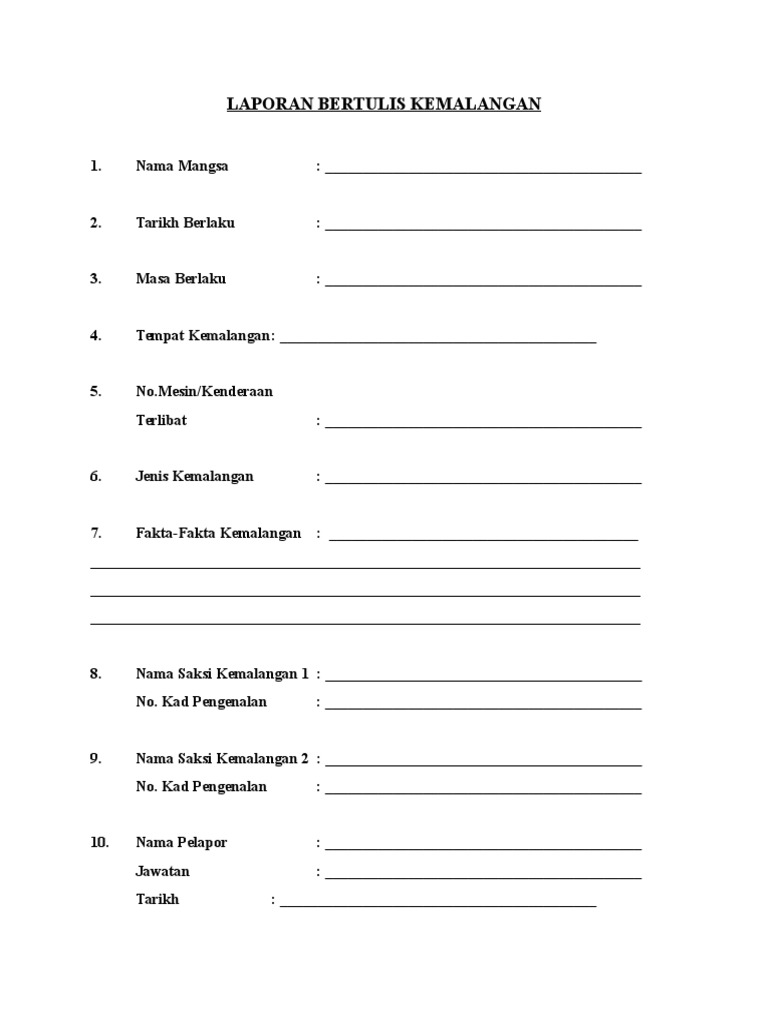 Laporan Bertulis Kemalangan Ete 6033