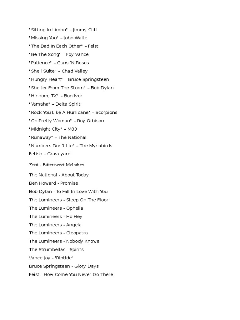 Top Songs by Various Artists | PDF | Poetry