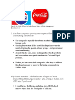 Coke and Pepsi #16 Discussion Case and Suggested Solution Contents
