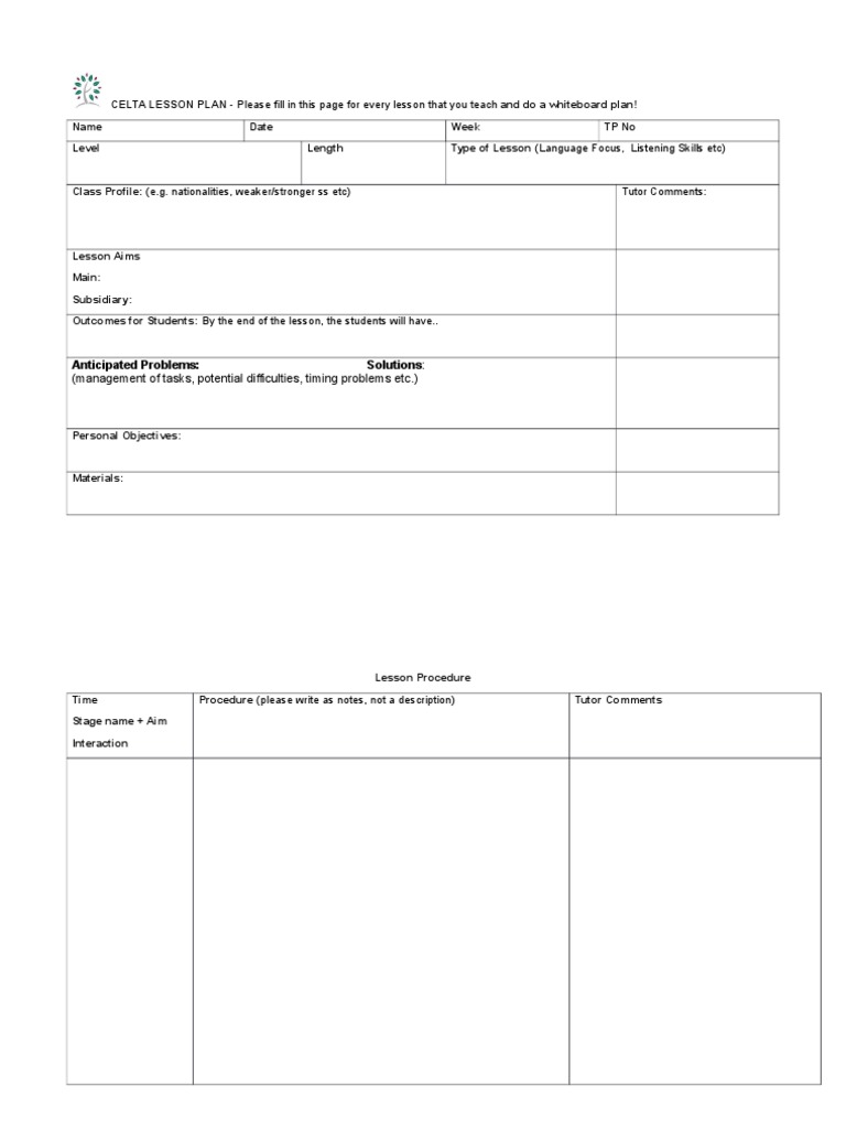 Celta Lesson Plan Pdf