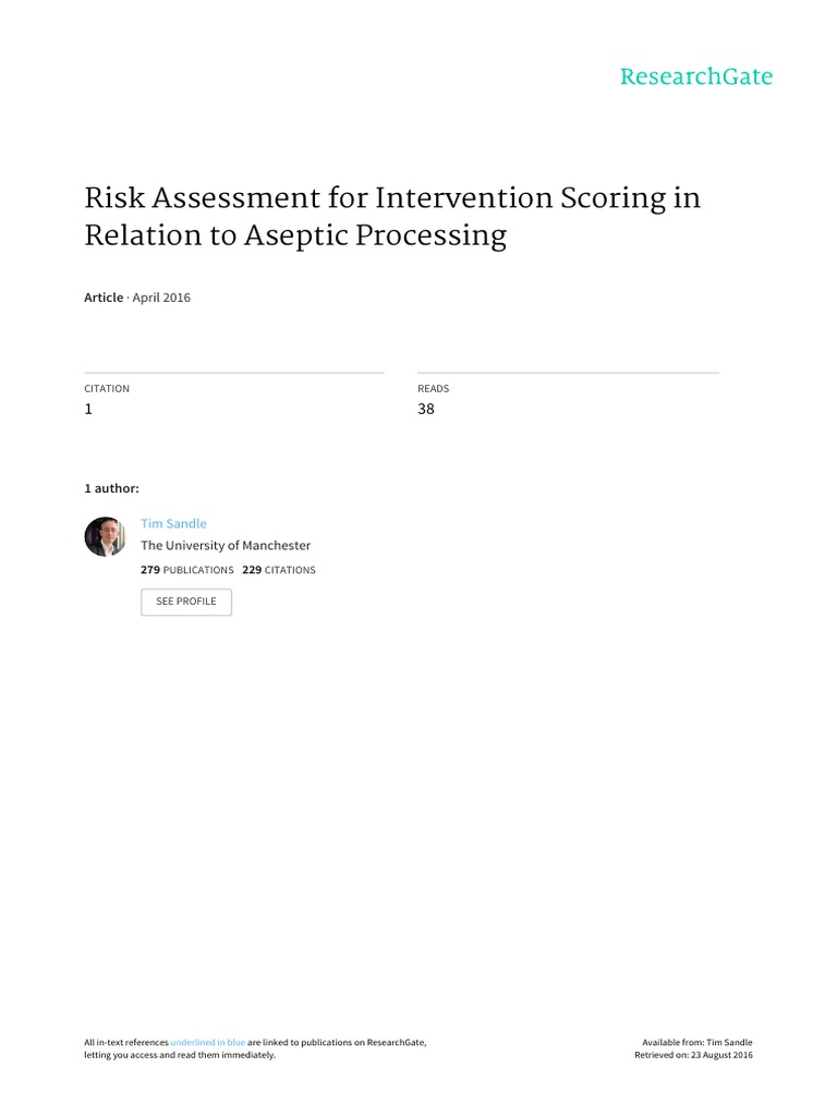 Aseptic Processing Risk Assessment Guide | PDF | Sterilization ...